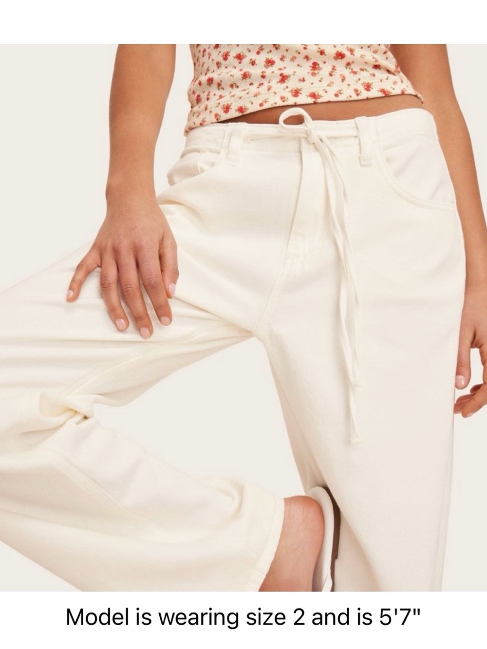 Parke x Target Cream Mid-Rise Drawstring Baggy Jeans - Picture 3 of 6